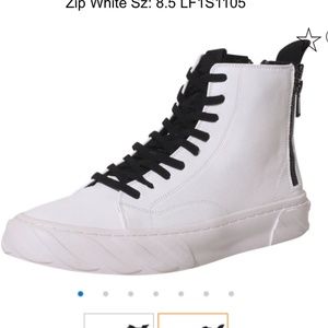 NWT Karl Lagerfeld Paris Men's Sneaker High Top Heel Zip White LF1S1105 - Sz 8M